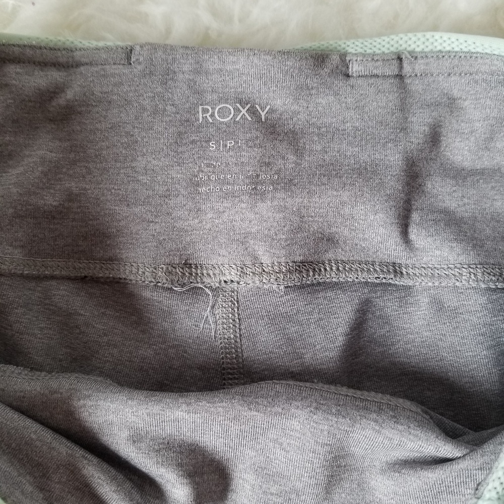 Gray/Mint Roxy Workout Crop Legging - Picture 4 of 7